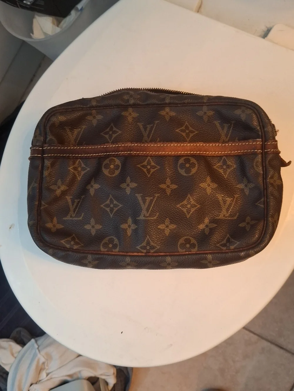 Louis Vuitton Monogram Canvas Toiletry Pouch in Brown Vintage 1980